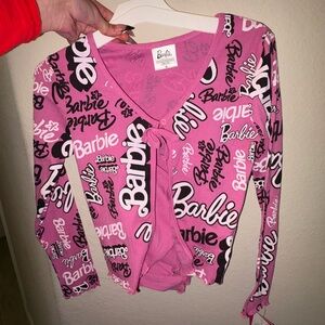 Barbie Pink Graphic Tie-Front Cardigan